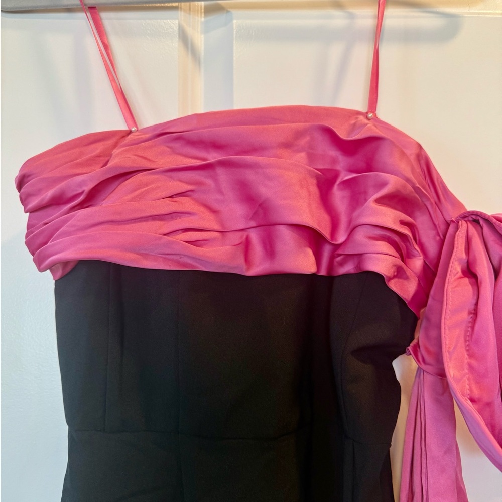 Brand new. Anthropologie Black and Pink Strapless Gown by Hutch